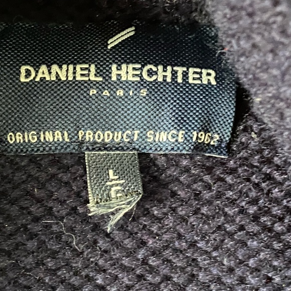 Daniel Hechter Blue Snowflake Wool Blend Holiday Shawl Collar Cardigan- Sz-L - Picture 9 of 13